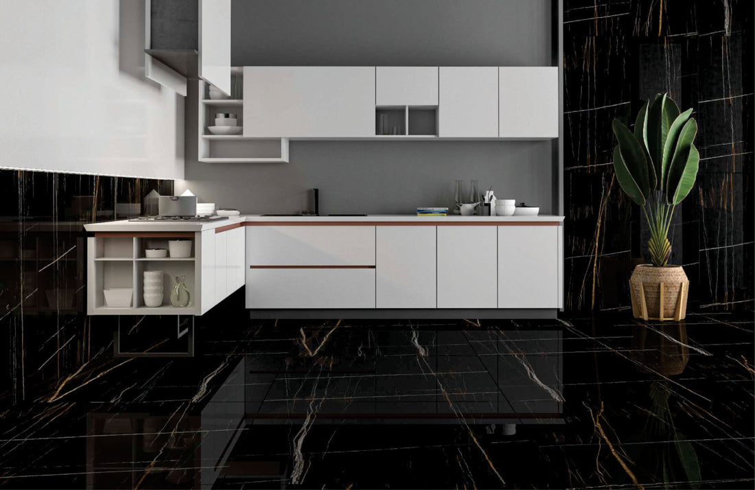 Carrelage sol / mur effet marbre ELEGANCE BLACK l.60 x L.120 cm Brillant LIMCARO