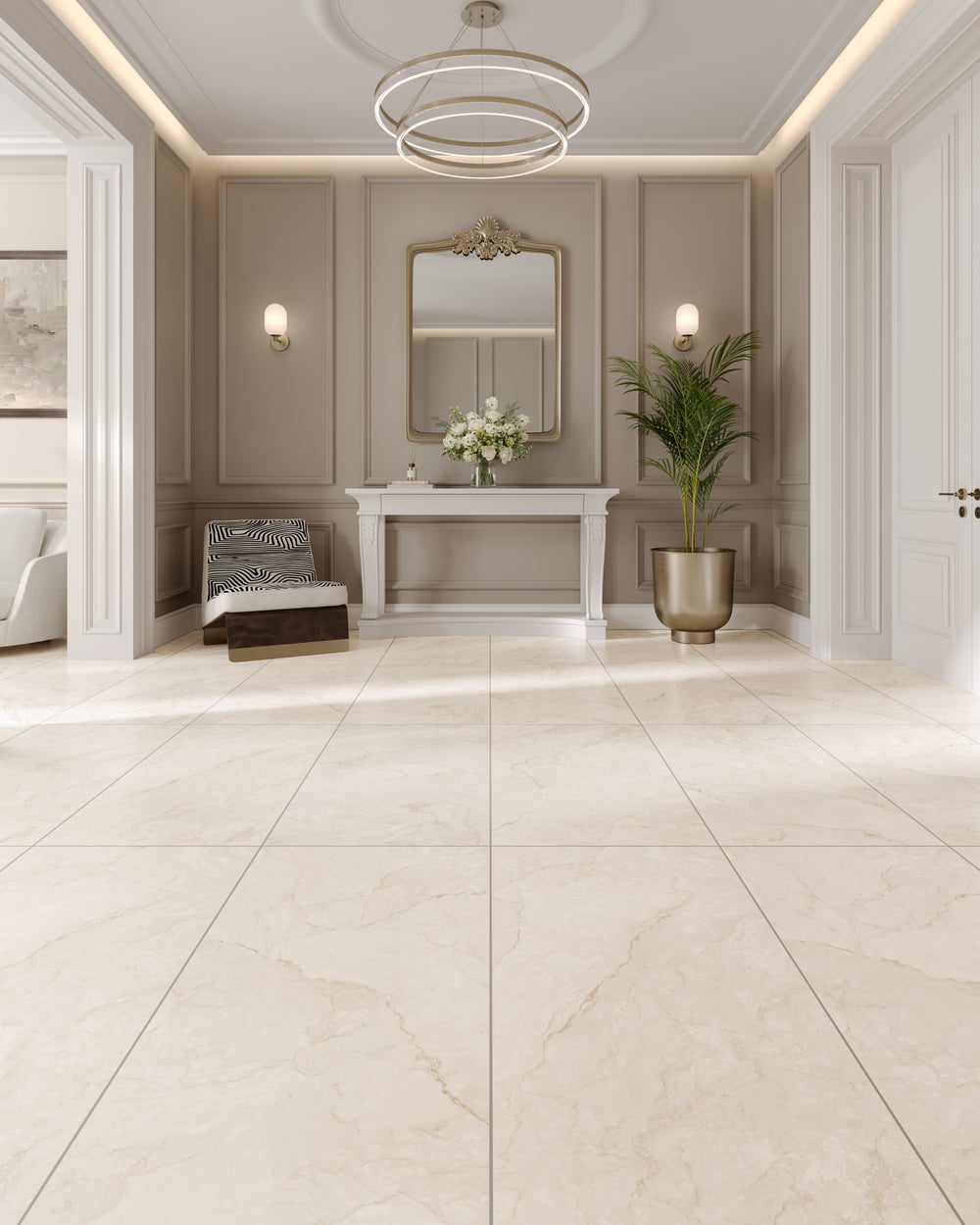 Carrelage sol / mur effet marbre BRENTA CREAM l.60X L.120 cm Mat LIMCARO