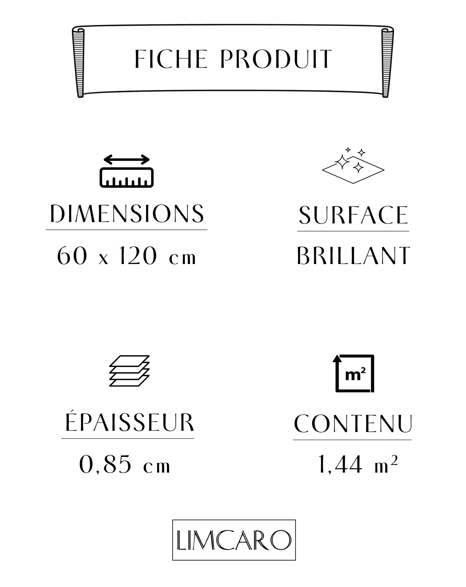 Carrelage sol / mur effet GREYLAC GREY l.60X L.120 cm Glossy LIMCARO - LIMCARO FRANCE