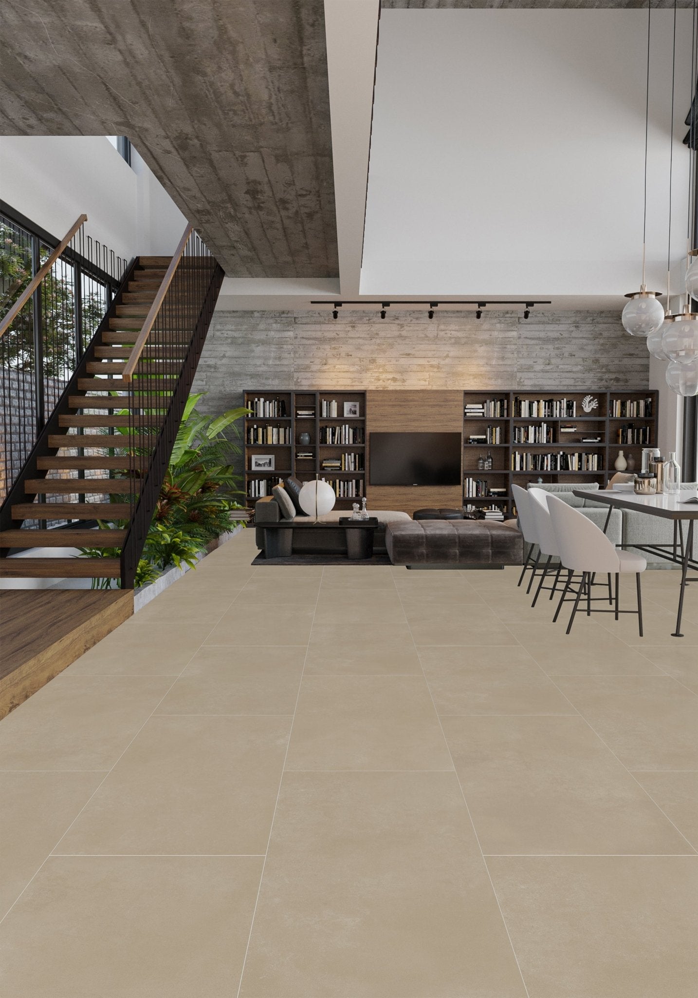 Carrelage sol/mur effet béton Mat LUNA SAND l.60 x L.120 x 0,7 cm LIMCARO (paquet de 2.16 m2) - LIMCARO FRANCE