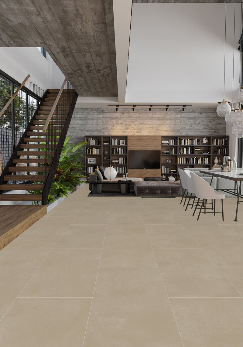 Carrelage sol/mur effet béton Mat LUNA SAND l.60 x L.120 x 0,7 cm LIMCARO (paquet de 2.16 m2) - LIMCARO FRANCE