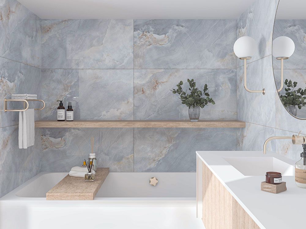 Carrelage sol/mur effet marbre Full Lappato OTTO GREY l.60 x L.120 x 0,7 cm LIMCARO (paquet de 2.16 m2) - LIMCARO FRANCE