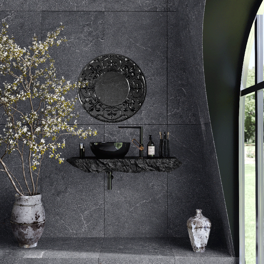 Carrelage sol/mur effet pierre SALUS ANTHRACITE MAT L.120 x l.60cm - LIMCARO FRANCE