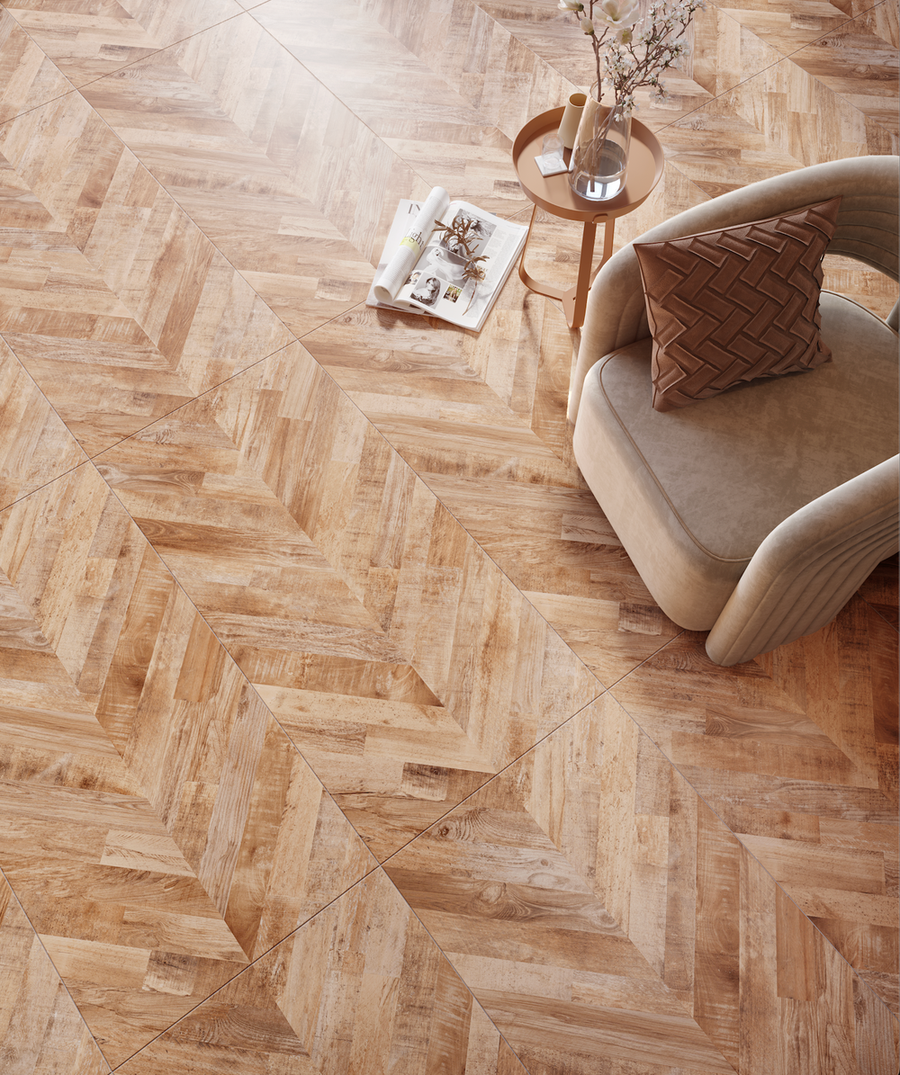 Carrelage sol / mur effet bois chevron FISHWOOD LIGHT l.60 x L.120 cm Mat LIMCARO