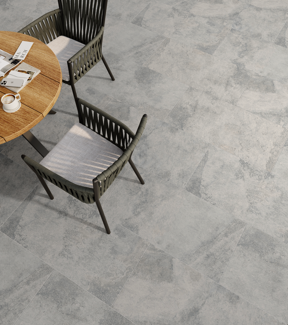 Carrelage sol / mur effet pierre GARDEN STONE XR GRIS FONCÉ l.60 x L.120 cm Mat R10 LIMCARO