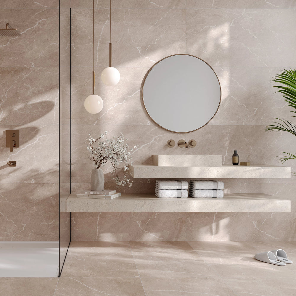 Carrelage sol / mur effet marbre BODO BEIGE  l.60 x L.120 cm Mat LIMCARO
