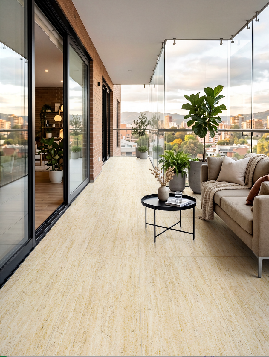 Carrelage sol / mur effet travertin VIVA TRAVERTINO BEIGE l.60 x L.120 cm Mat R10 LIMCARO