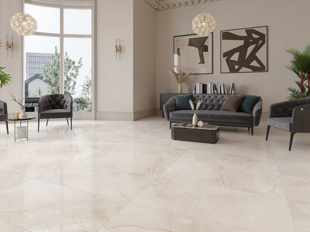 Carrelage sol / mur effet marbre VIVALDI BONE l.60 x L.120 cm Brillant LIMCARO